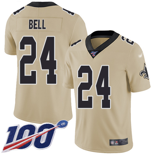 Men New Orleans Saints Limited Gold Vonn Bell Jersey NFL Football #24 100th Season Inverted Legend Jersey->new orleans saints->NFL Jersey